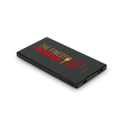 DENNING promotional power bank in black with custom logo branding