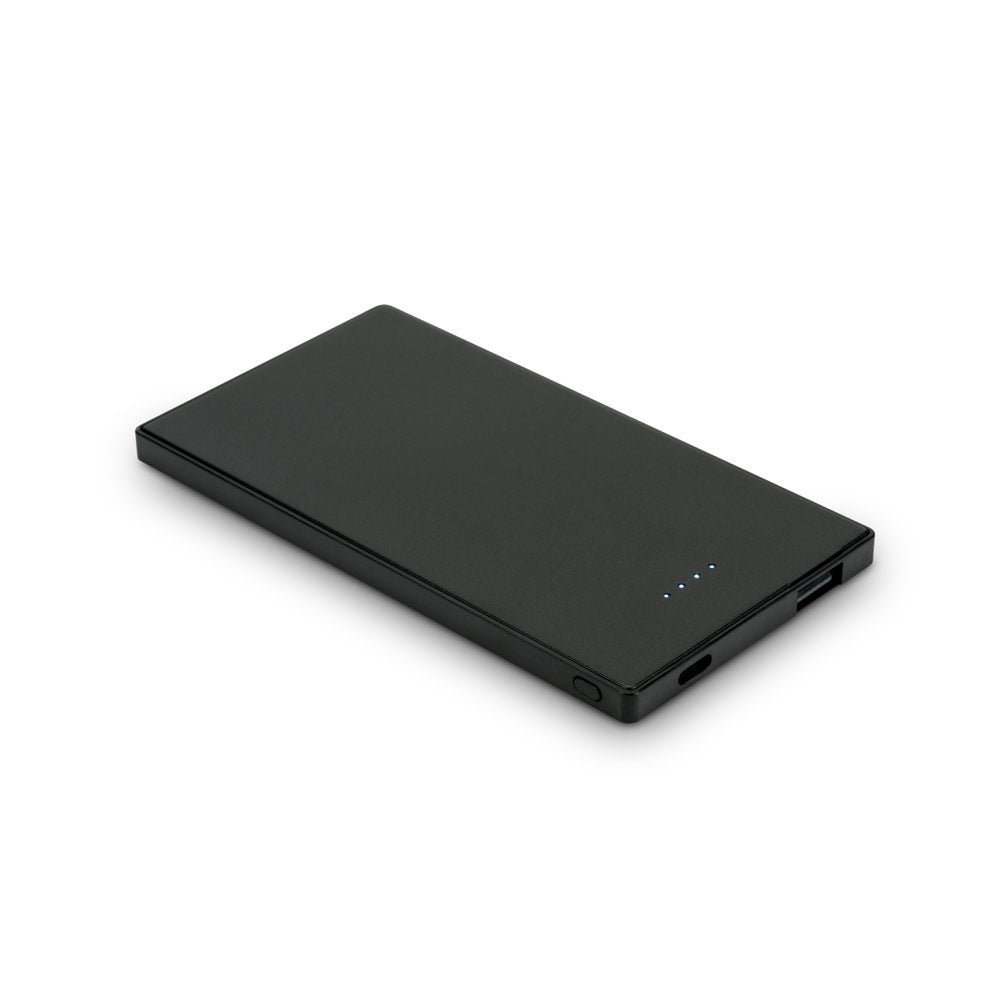 DENNING promotional power bank in black with custom logo branding