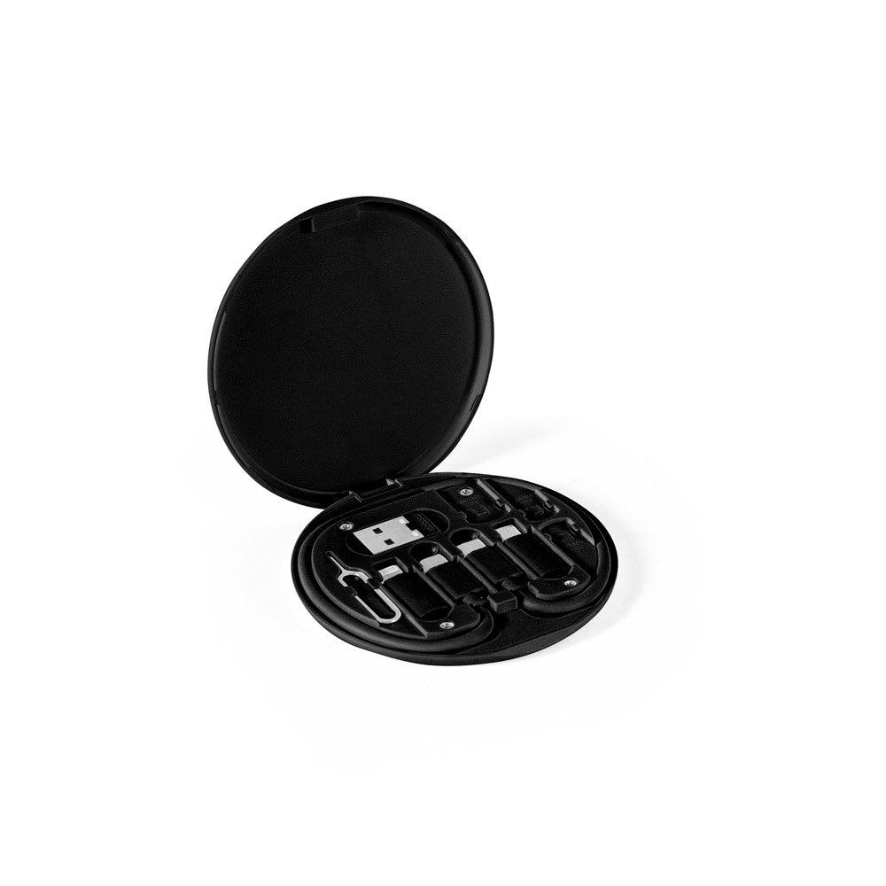SYSTROM promotional power bank in black with custom logo branding