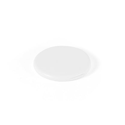 SYSTROM promotional power bank in white (detail view) with custom logo branding