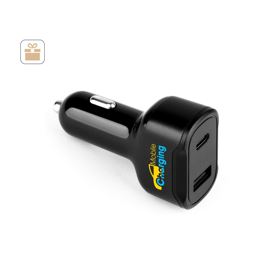 DIRAC promotional travel accessory (complete set view) with custom logo branding