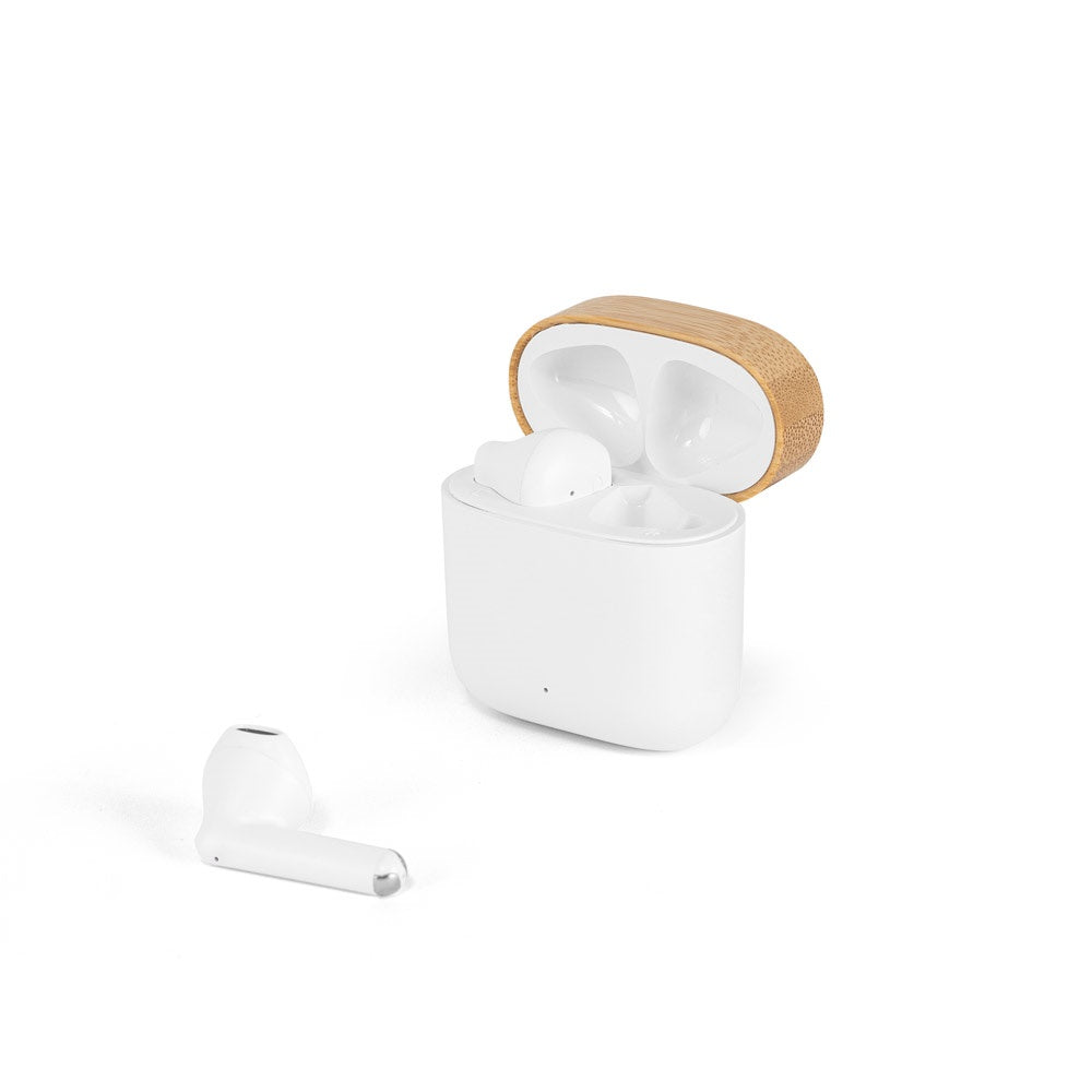 COBAIN promotional headphones in white (detail view) with custom logo branding