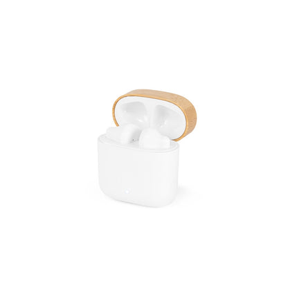 COBAIN promotional headphones in white with custom logo branding