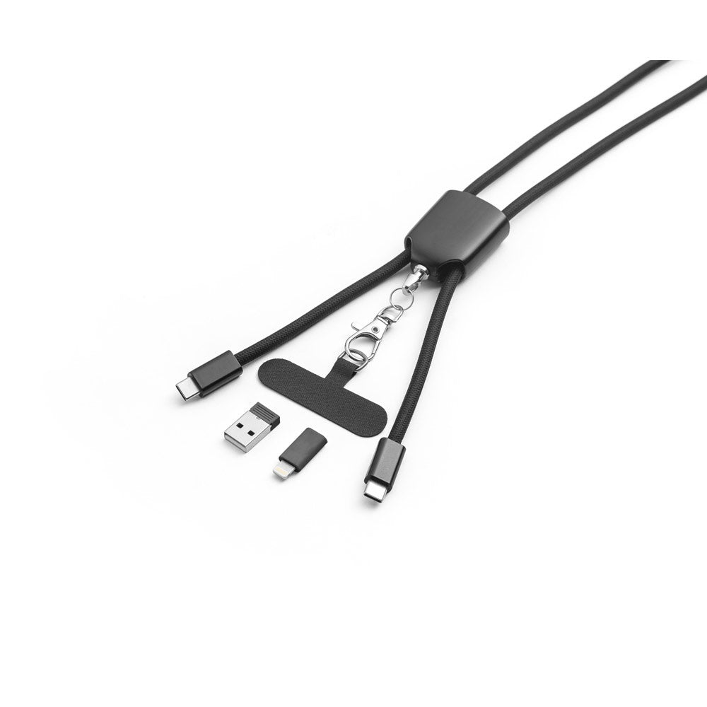 ZEWAIL promotional lanyard in black (detail view) with custom logo branding