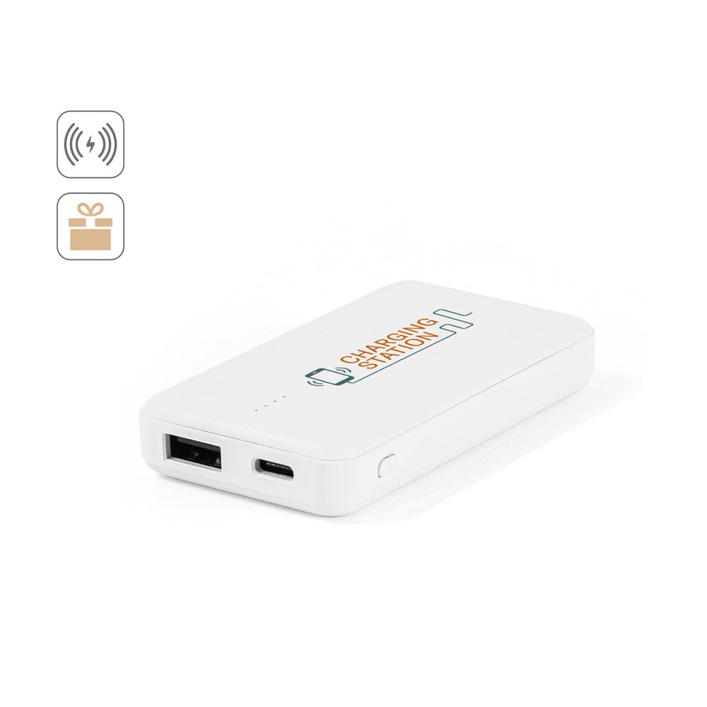 SHERYL promotional power bank (complete set view) with custom logo branding