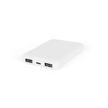 LEAKEY 5 promotional power bank in white with custom logo branding
