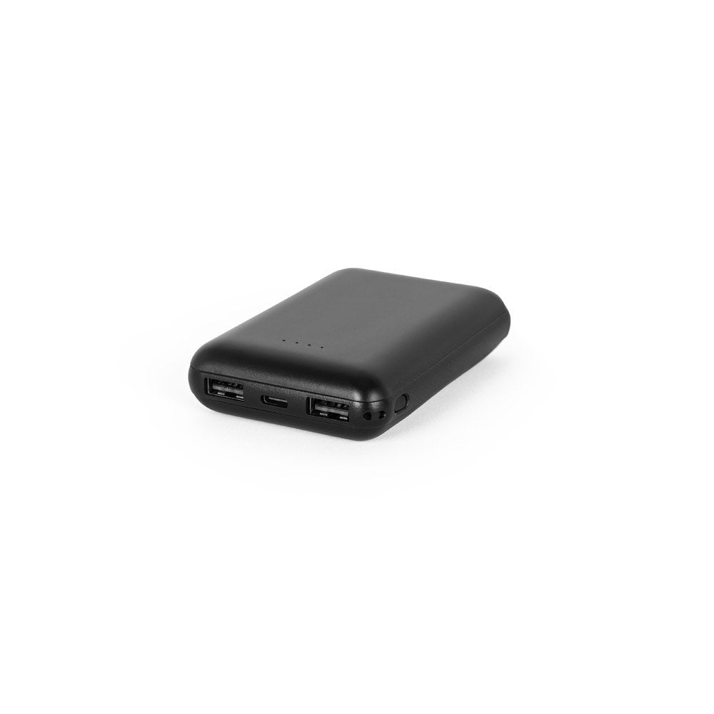 LEAKEY 8 promotional power bank in black with custom logo branding