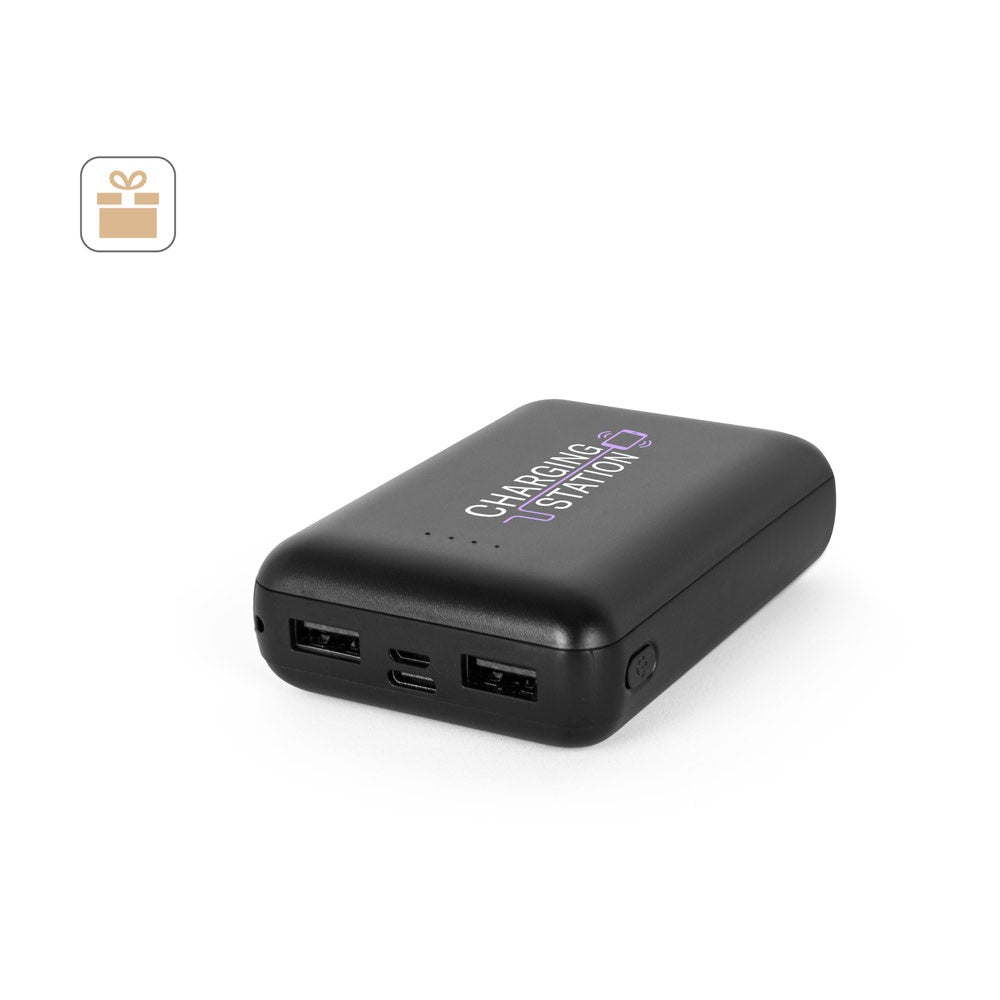 LEAKEY 10 promotional power bank (complete set view) with custom logo branding