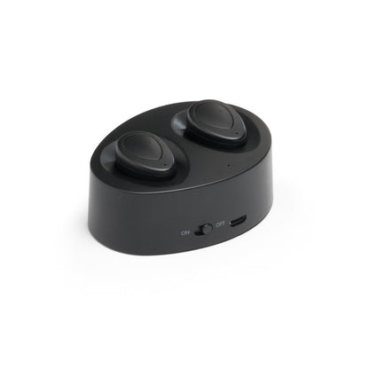 CHARGAFF promotional headphones in black with custom logo branding