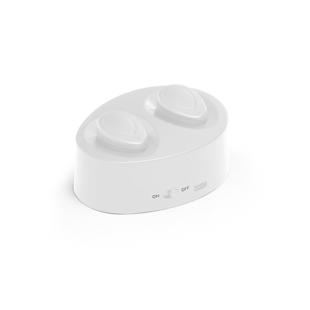 CHARGAFF promotional headphones in white with custom logo branding