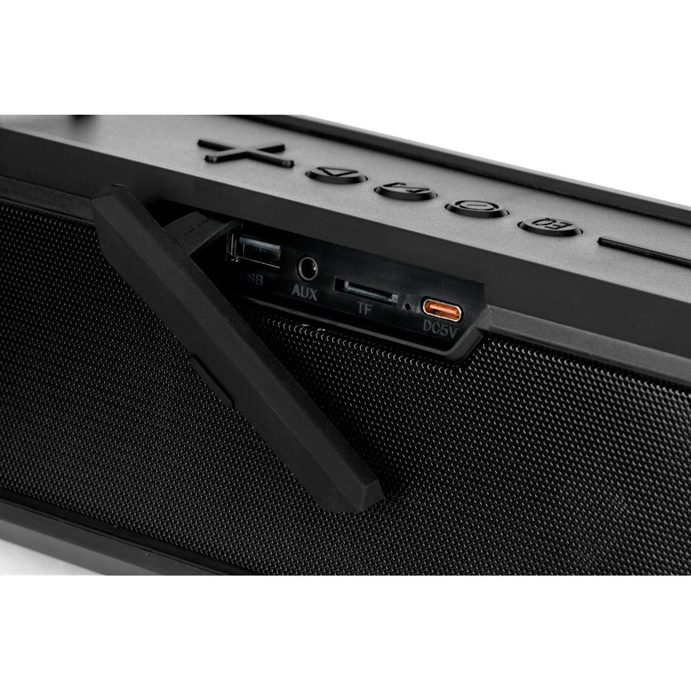 Timberlake promotional speaker in black with custom logo branding