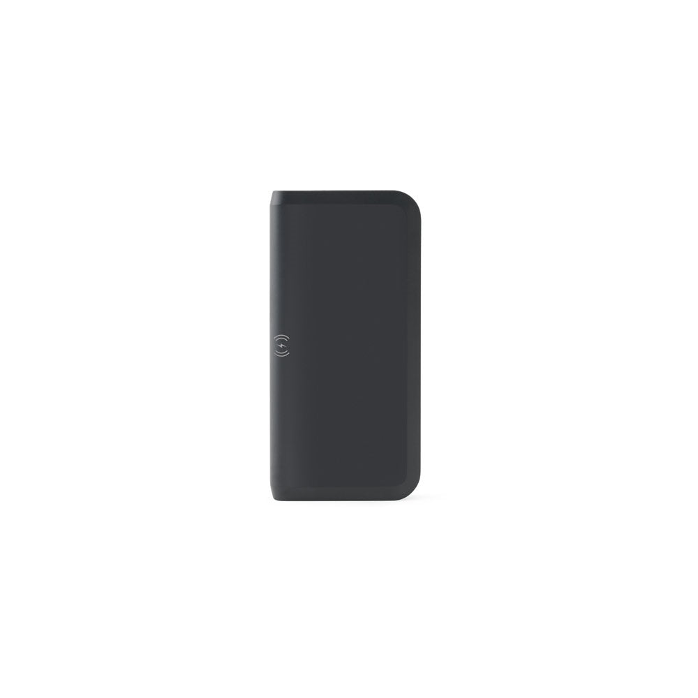 BECKER 10 promotional power bank in black (detail view) with custom logo branding