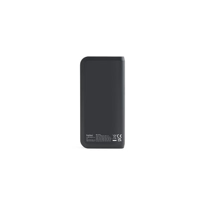 BECKER 10 promotional power bank in black (detail view) with custom logo branding