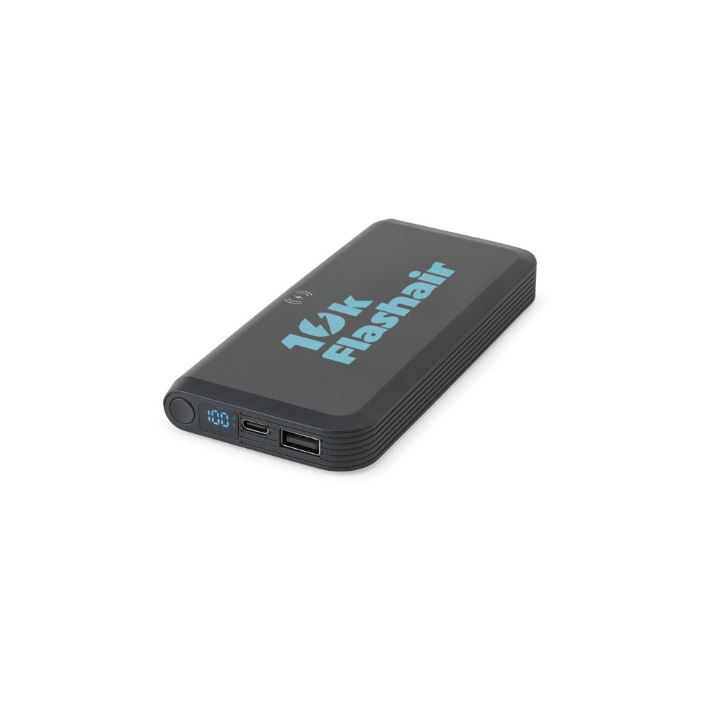 BECKER 10 promotional power bank in black with custom logo branding