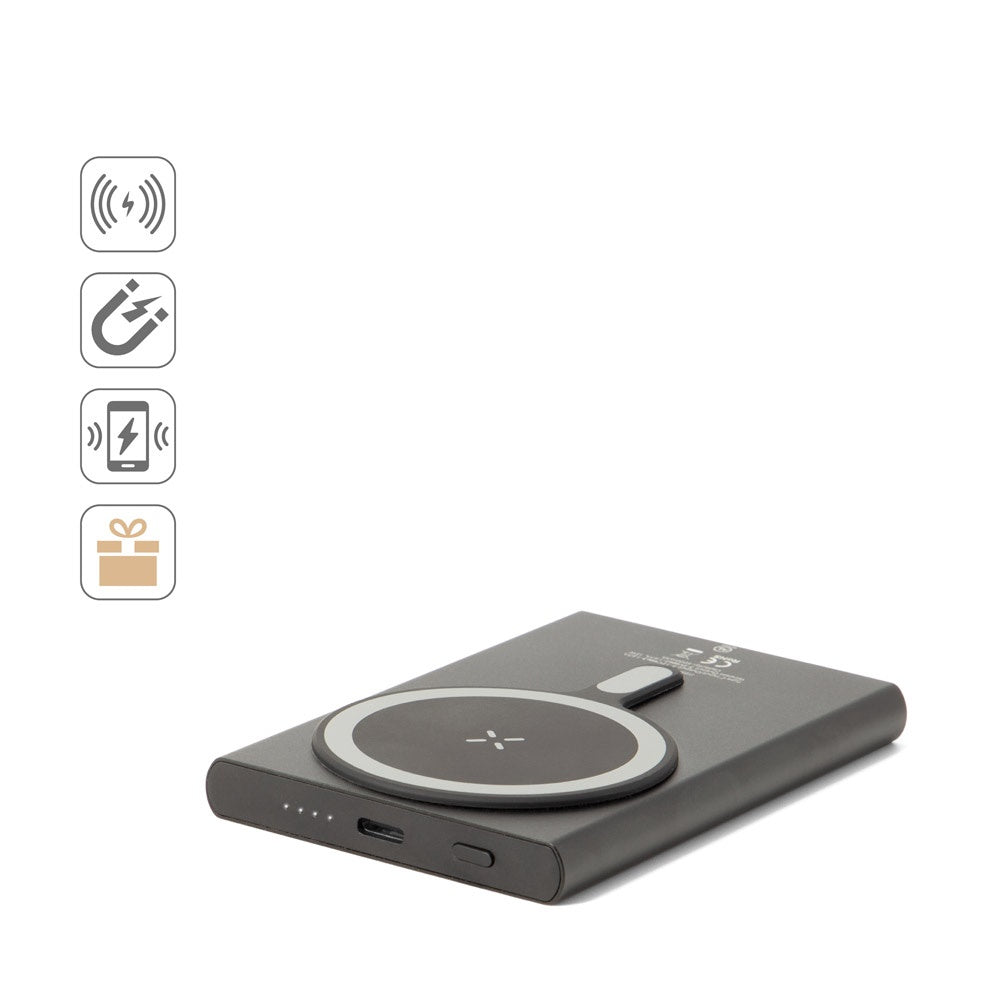 WRIGHT 5 promotional power bank (complete set view) with custom logo branding