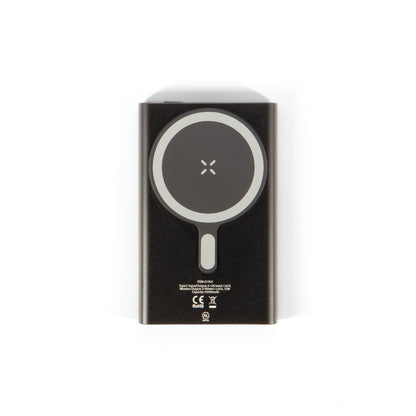 WRIGHT 10 promotional power bank in black (detail view) with custom logo branding