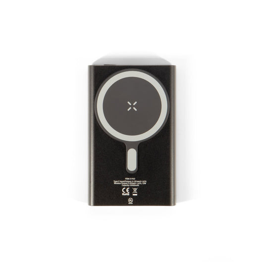 WRIGHT 10 promotional power bank in black (detail view) with custom logo branding