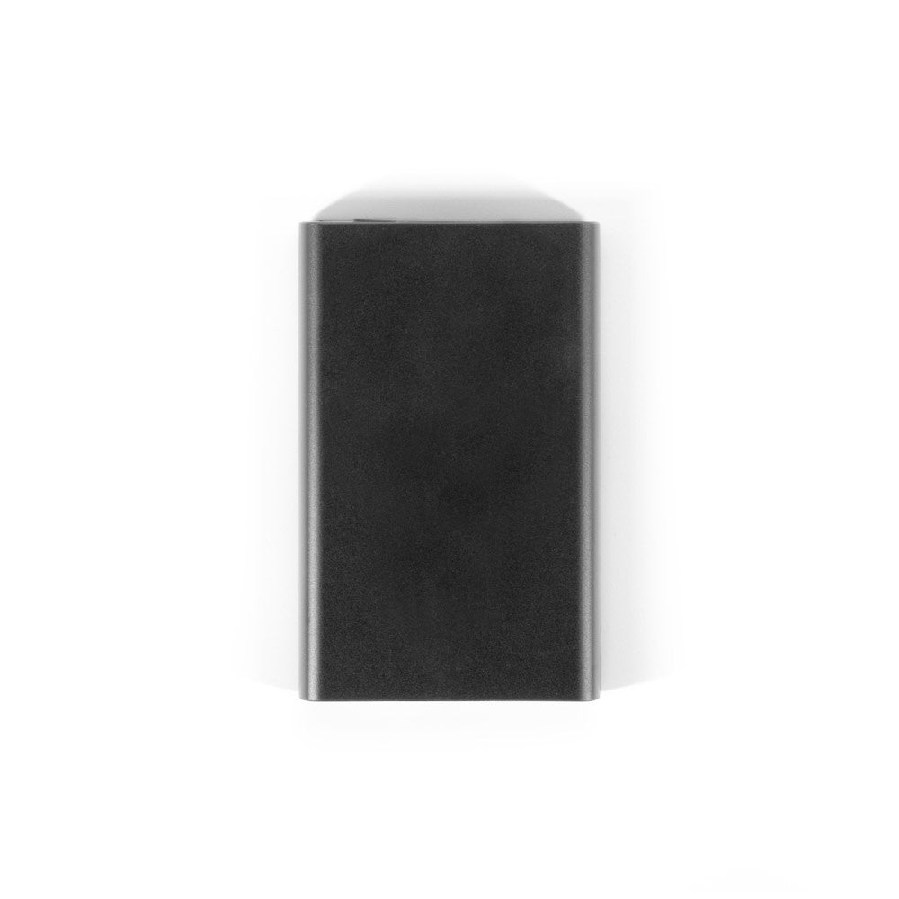 WRIGHT 10 promotional power bank in black (detail view) with custom logo branding