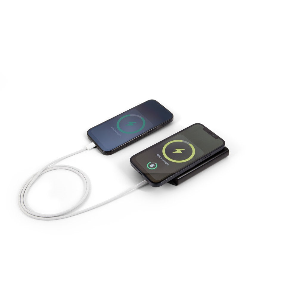 WRIGHT 10 promotional power bank in black (detail view) with custom logo branding