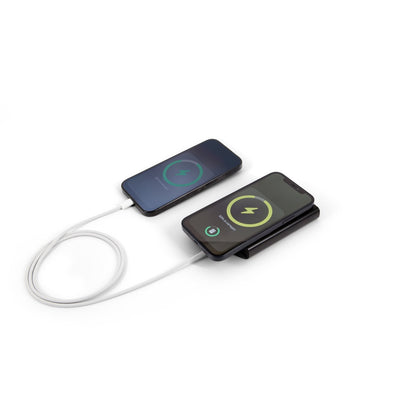 WRIGHT 10 promotional power bank in black (detail view) with custom logo branding