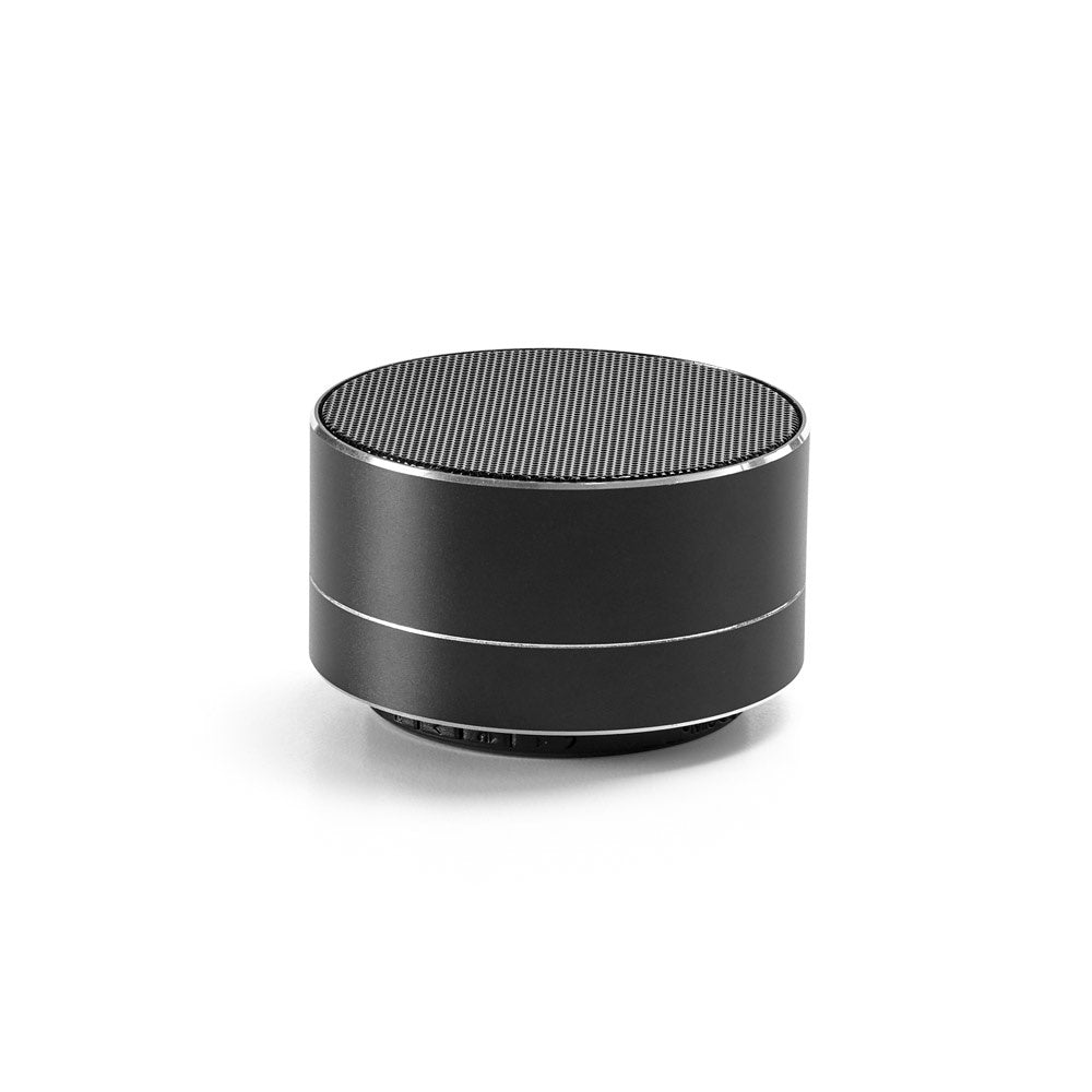 FLOREY promotional speaker in black with custom logo branding