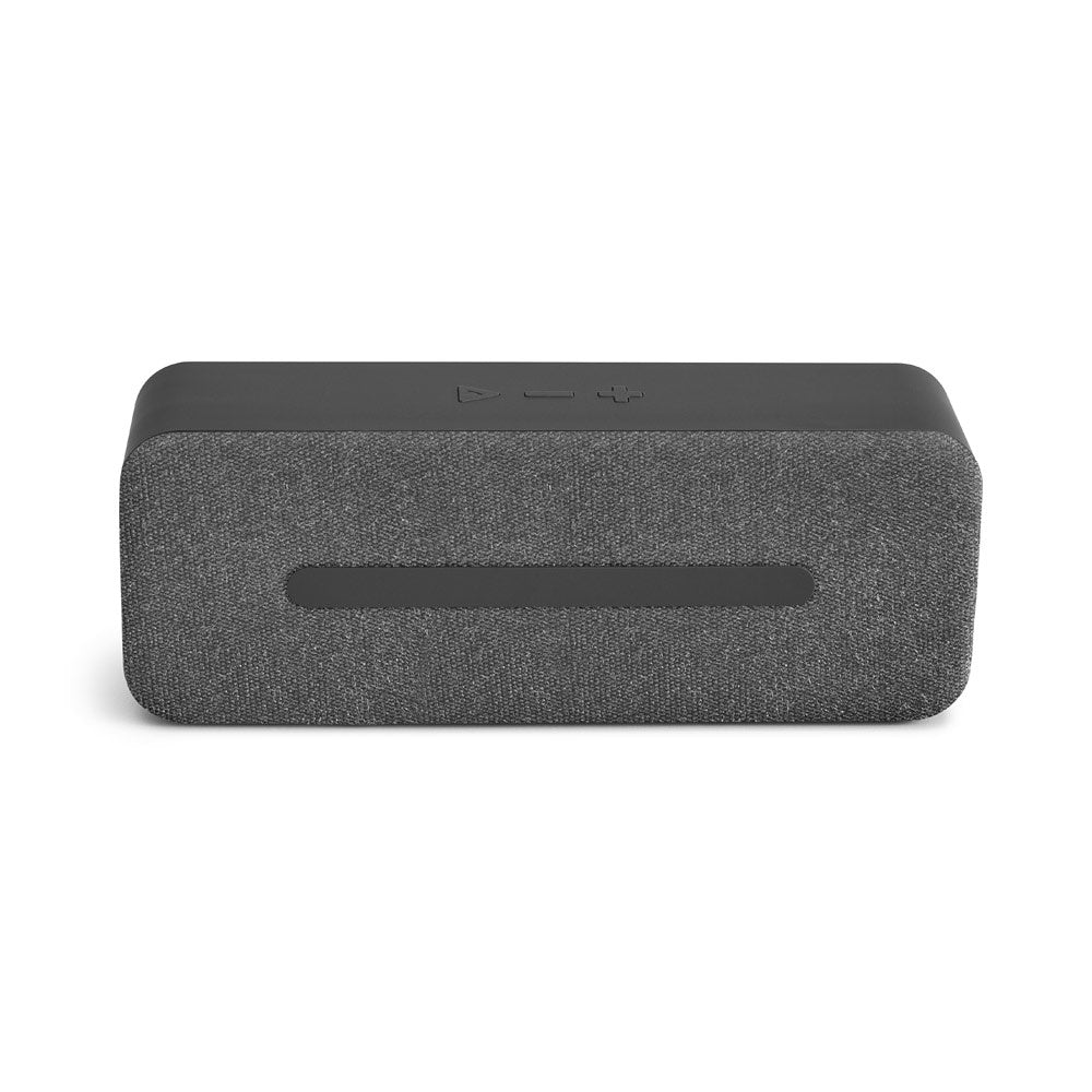 THUNDER promotional speaker in dark grey with custom logo branding