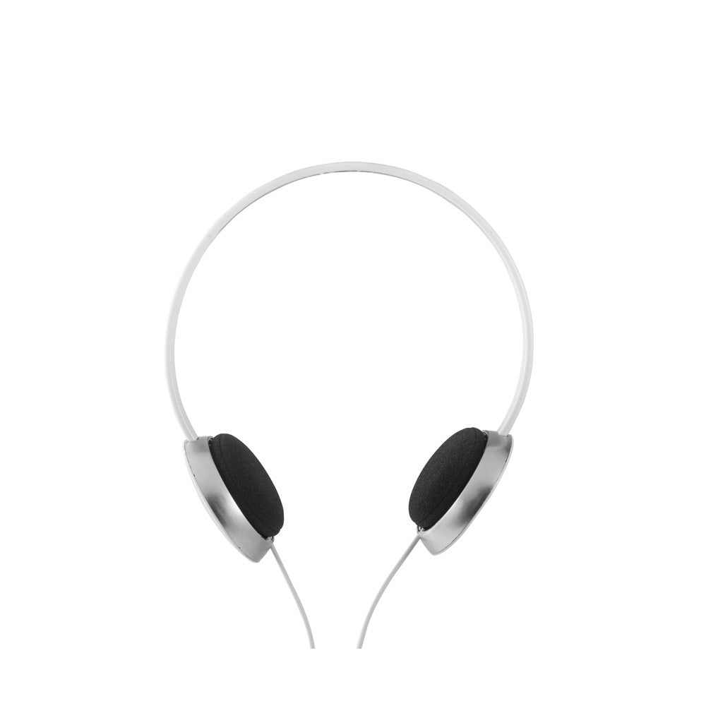 VOLTA promotional headphones in white (detail view) with custom logo branding