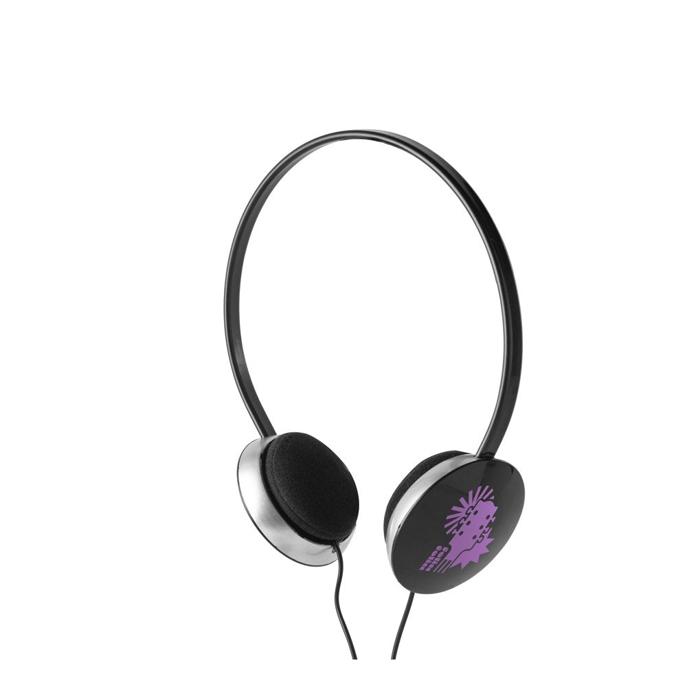 VOLTA promotional headphones (complete set view) with custom logo branding