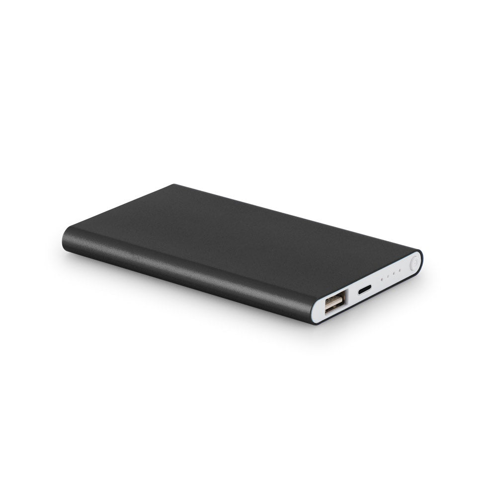 MARCET promotional power bank in black with custom logo branding
