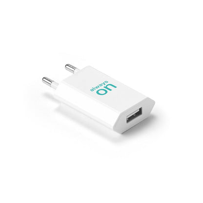 WOESE promotional power bank in white with custom logo branding