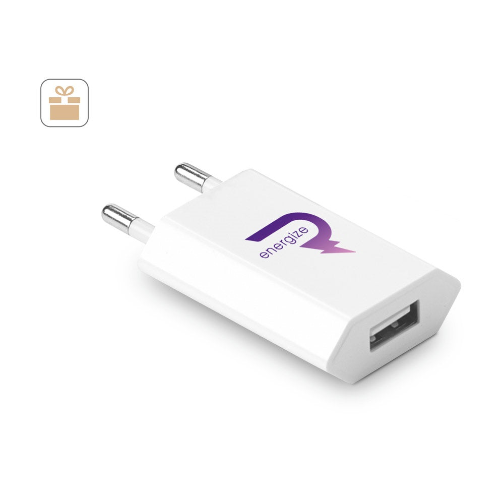 WOESE promotional power bank (complete set view) with custom logo branding