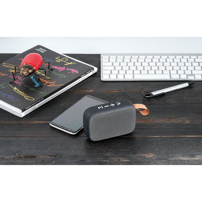 GANTE promotional speaker in grey with custom logo branding