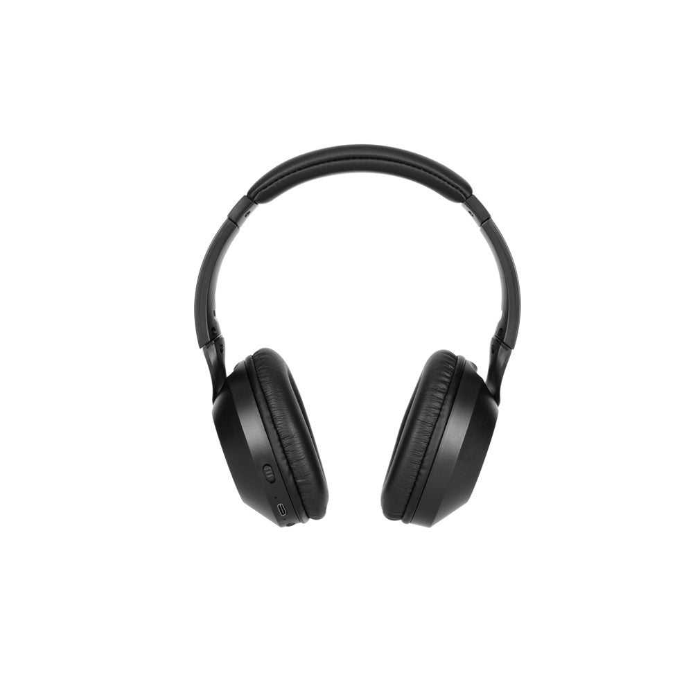HENDRIX promotional headphones in black (detail view) with custom logo branding