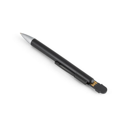 SAVERY promotional USB drive in black (detail view) with custom logo branding