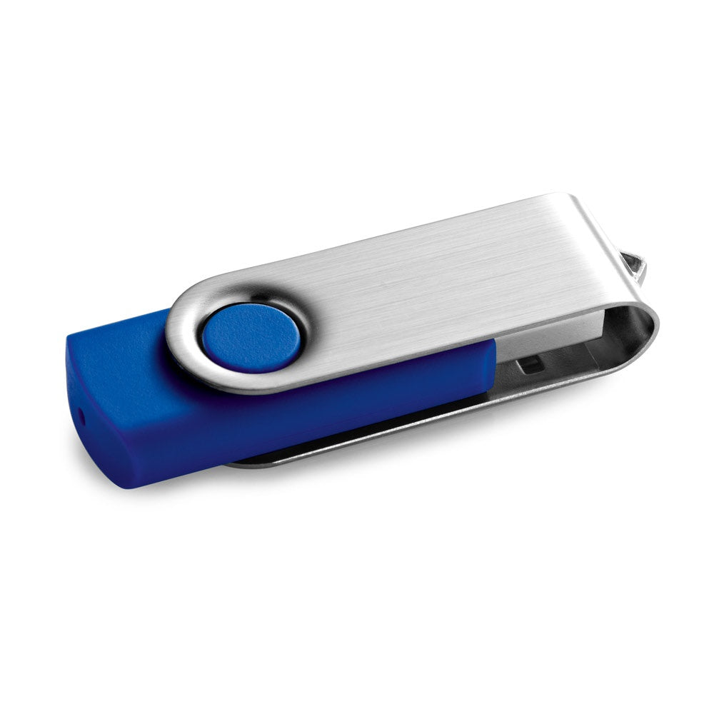 CLAUDIUS 32 GB promotional USB drive in blue with custom logo branding