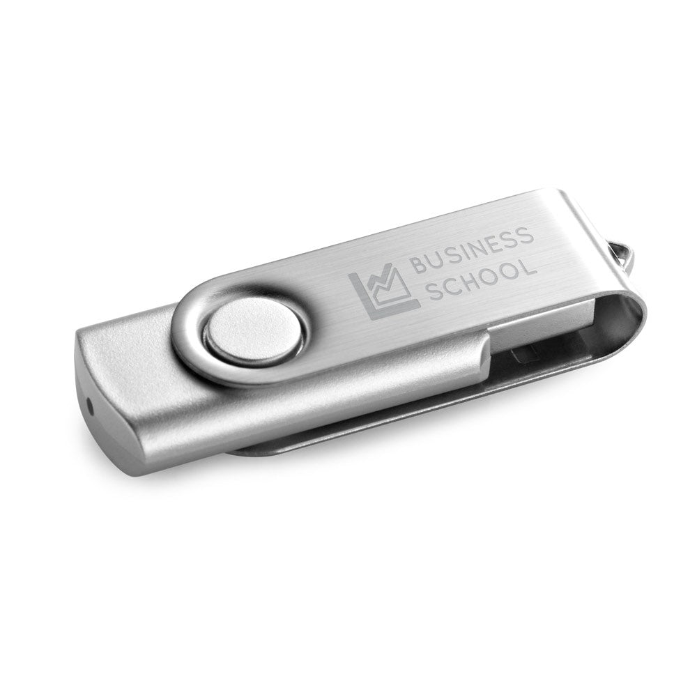 CLAUDIUS 4GB promotional USB drive in satin silver with custom logo branding