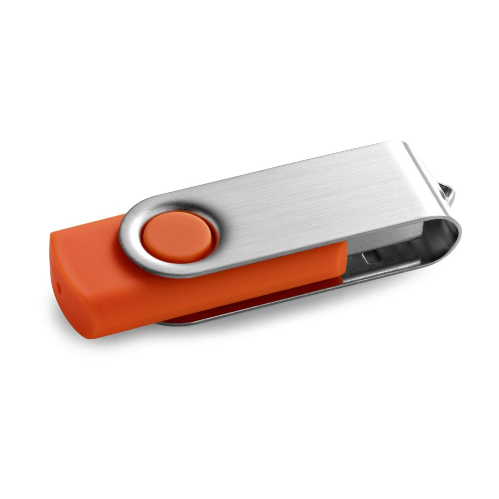 CLAUDIUS 4GB promotional USB drive in orange with custom logo branding