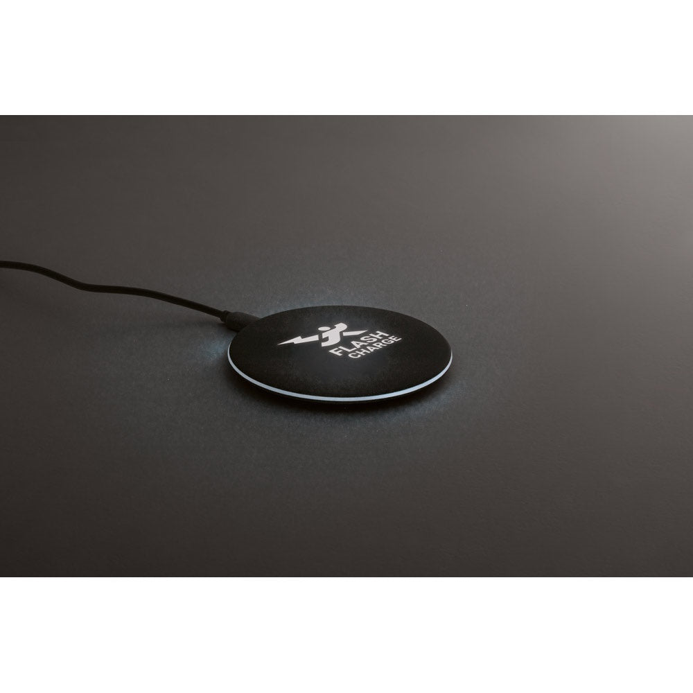 BURNELL promotional power bank in black (detail view) with custom logo branding