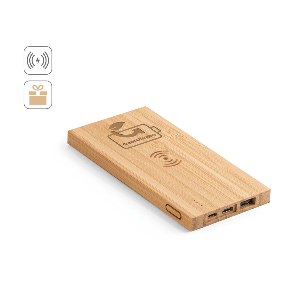 FITCH promotional power bank (complete set view) with custom logo branding