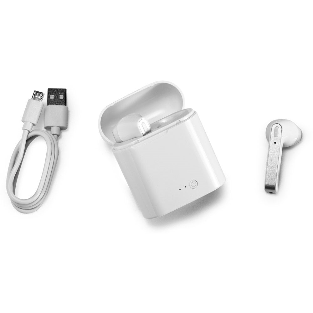 KANDEL promotional headphones in white (detail view) with custom logo branding