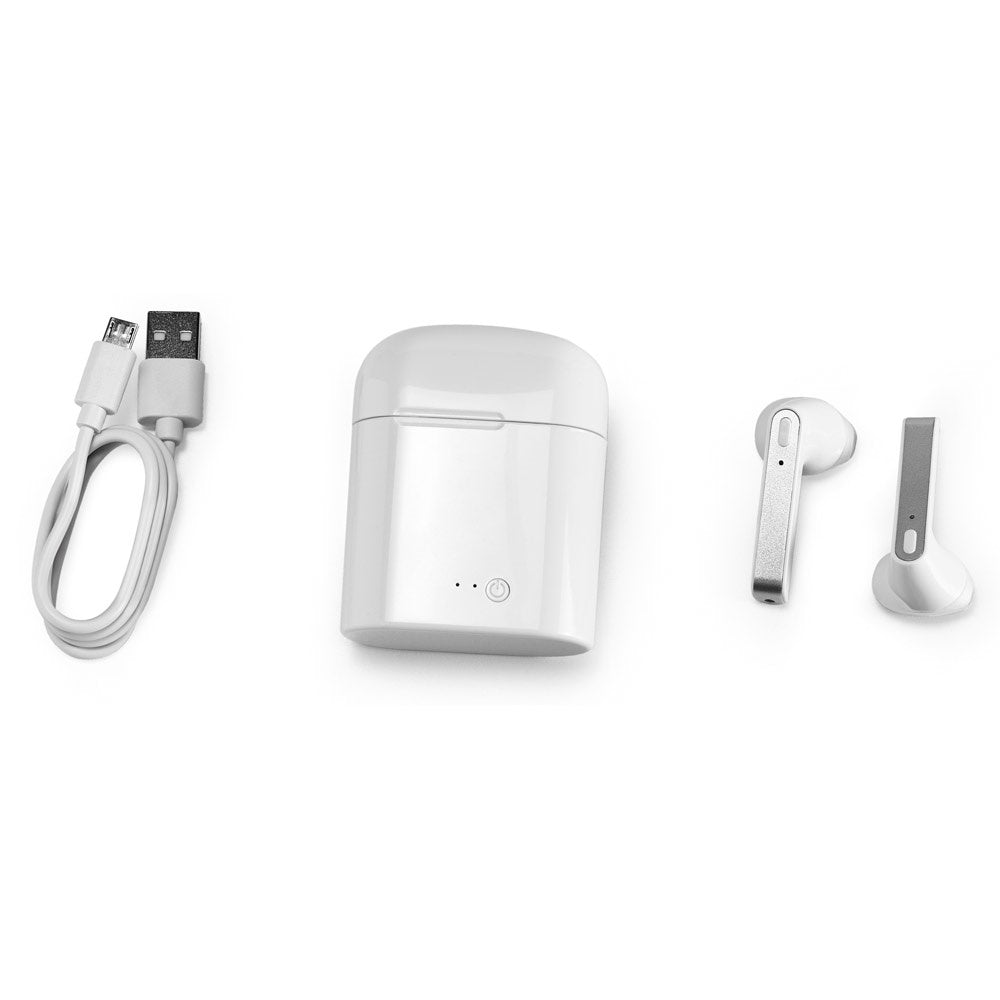 KANDEL promotional headphones in white (detail view) with custom logo branding