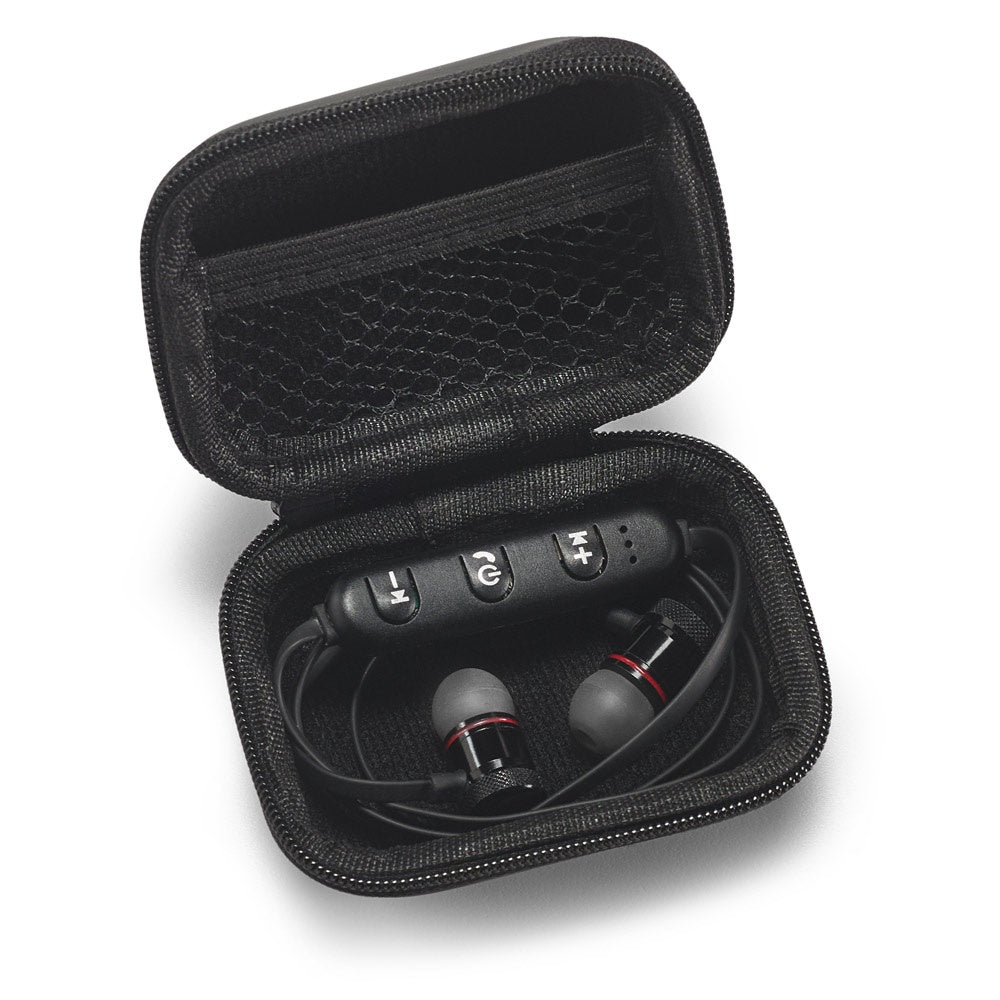 OTTO promotional headphones in black (gift box packaging) with custom logo branding