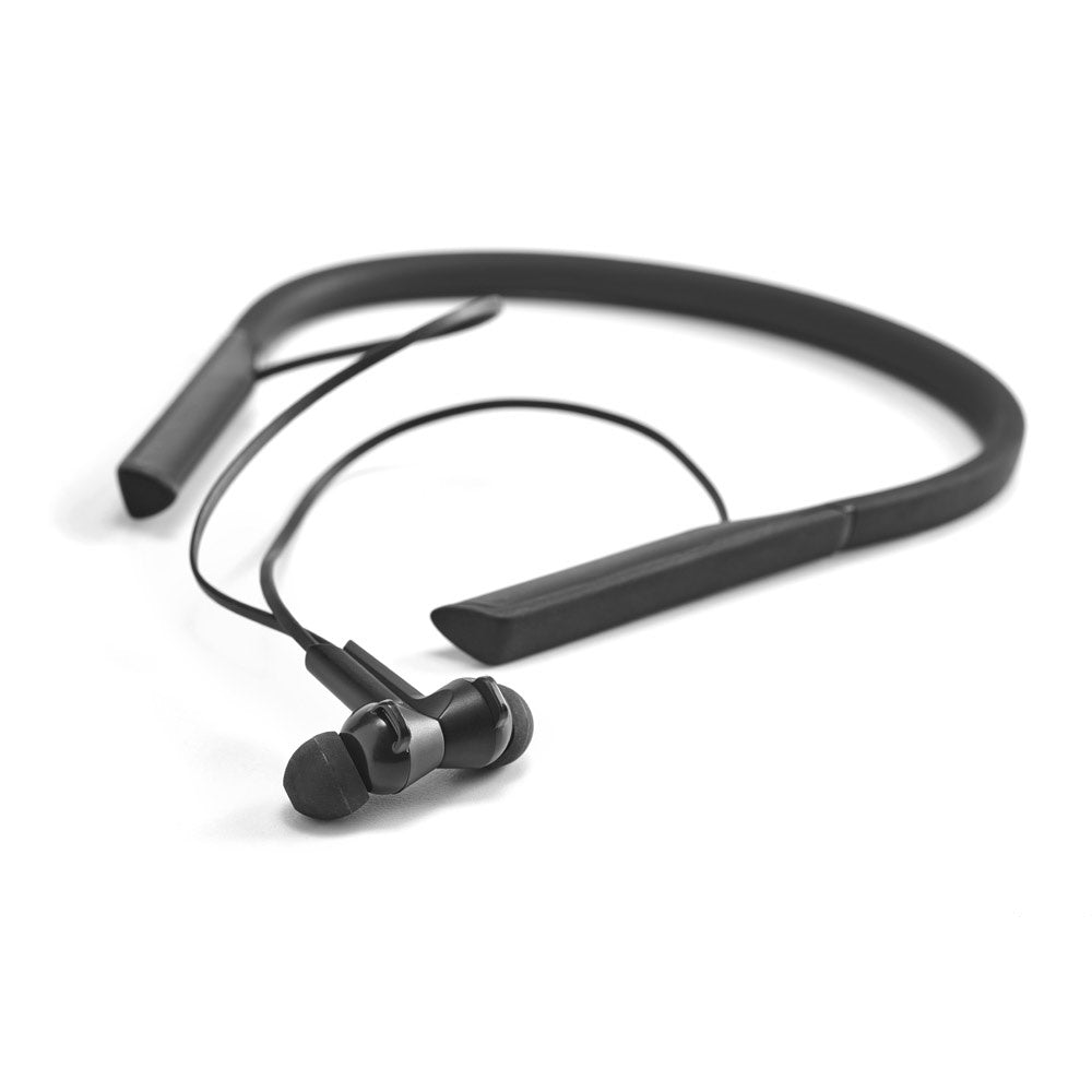HEARKEEN promotional headphones in black (detail view) with custom logo branding