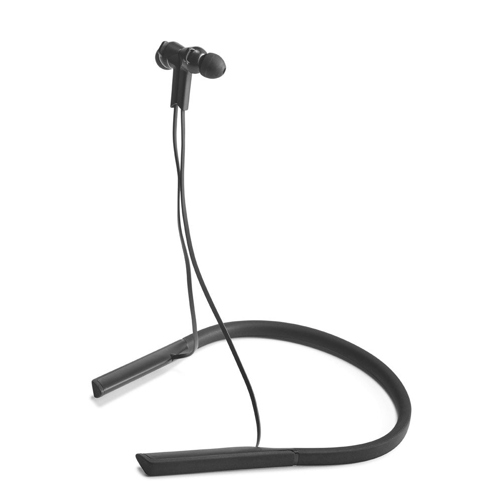 HEARKEEN promotional headphones in black (detail view) with custom logo branding