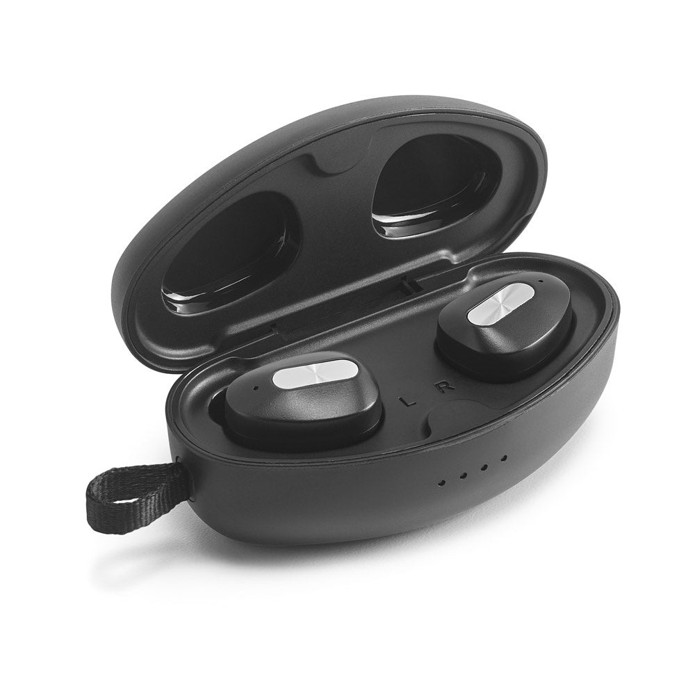 DESCRY promotional headphones in silver with custom logo branding