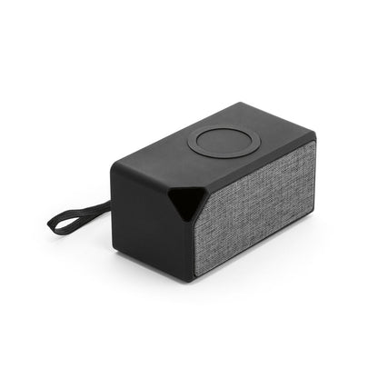 GRUBBS promotional speaker in black (detail view) with custom logo branding