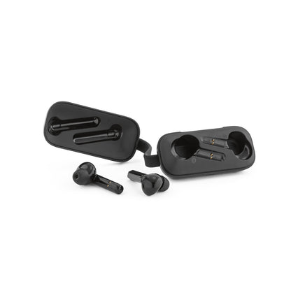 BOSON promotional headphones in black (detail view) with custom logo branding