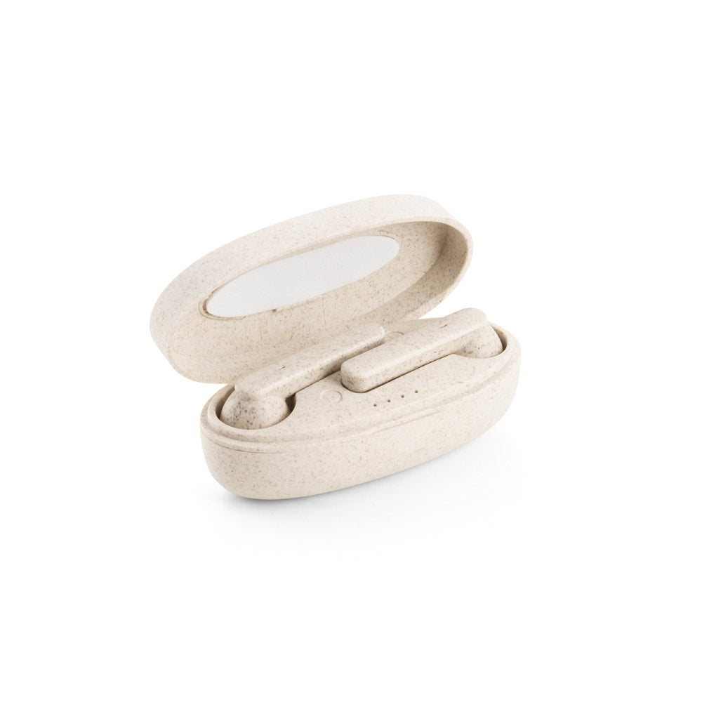 FOURIER promotional headphones in natural (detail view) with custom logo branding