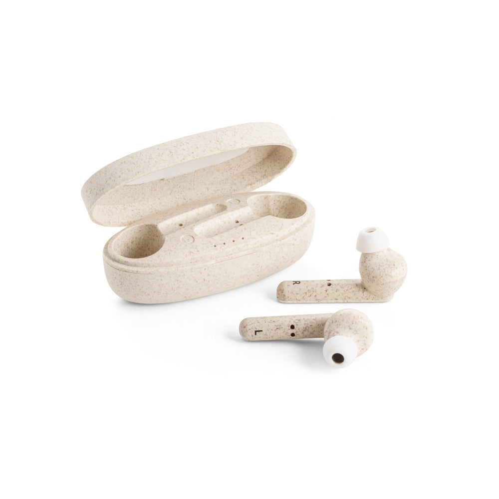 FOURIER promotional headphones in natural (detail view) with custom logo branding