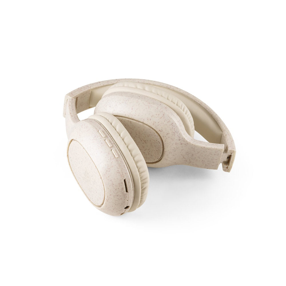 FEYNMAN promotional headphones in natural (detail view) with custom logo branding